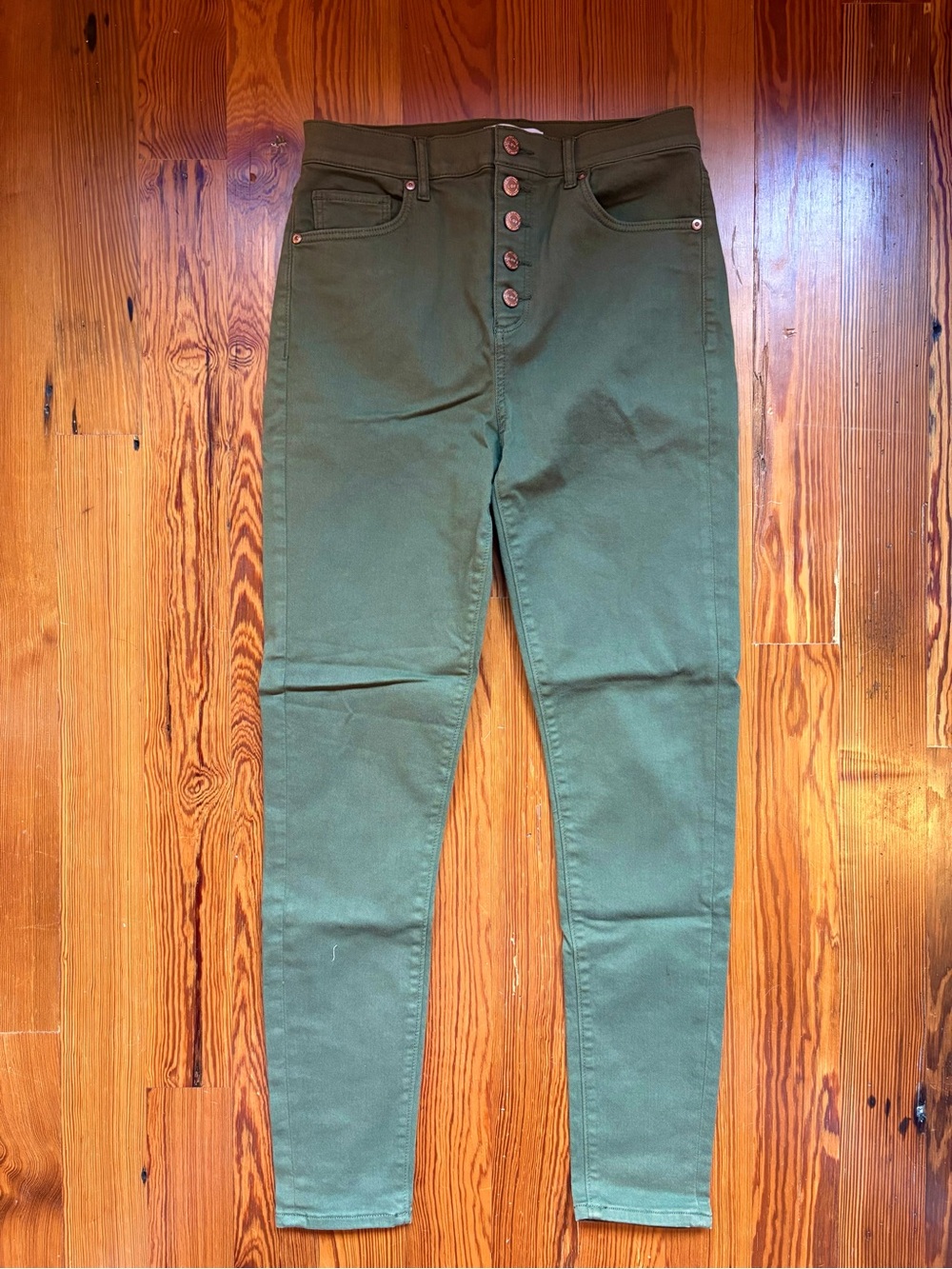 LOFT High-Waisted Olive Green Skinny Women’s Jeans Button Fly NWOT